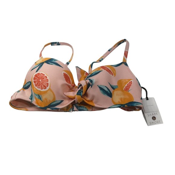 Shade And Shore Women's Size 34B Bikini Swim Top Citrus Print Peach New - Picture 1 of 12
